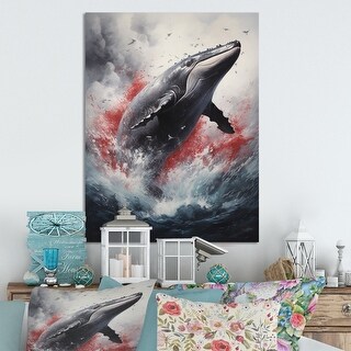 Designart "Whale Gentle Giants" Animals Metal Large Print - Bed Bath